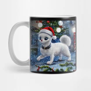 Christmas anime cat in snow Mug